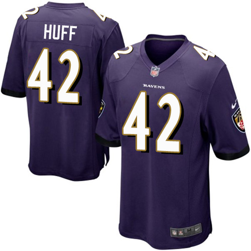 Men's Game Marqueston Huff Nike Jersey Purple Home - #42 NFL Baltimore Ravens